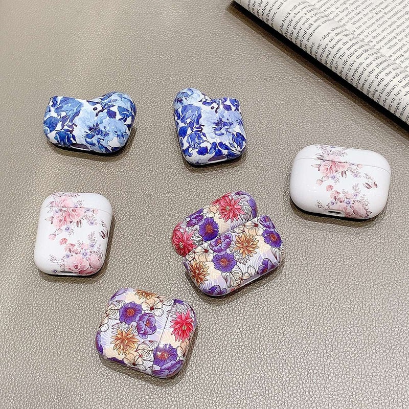 Flower Pattern Anti-fall Wireless Earphone PC Protective Case For AirPods Pro(Peony)