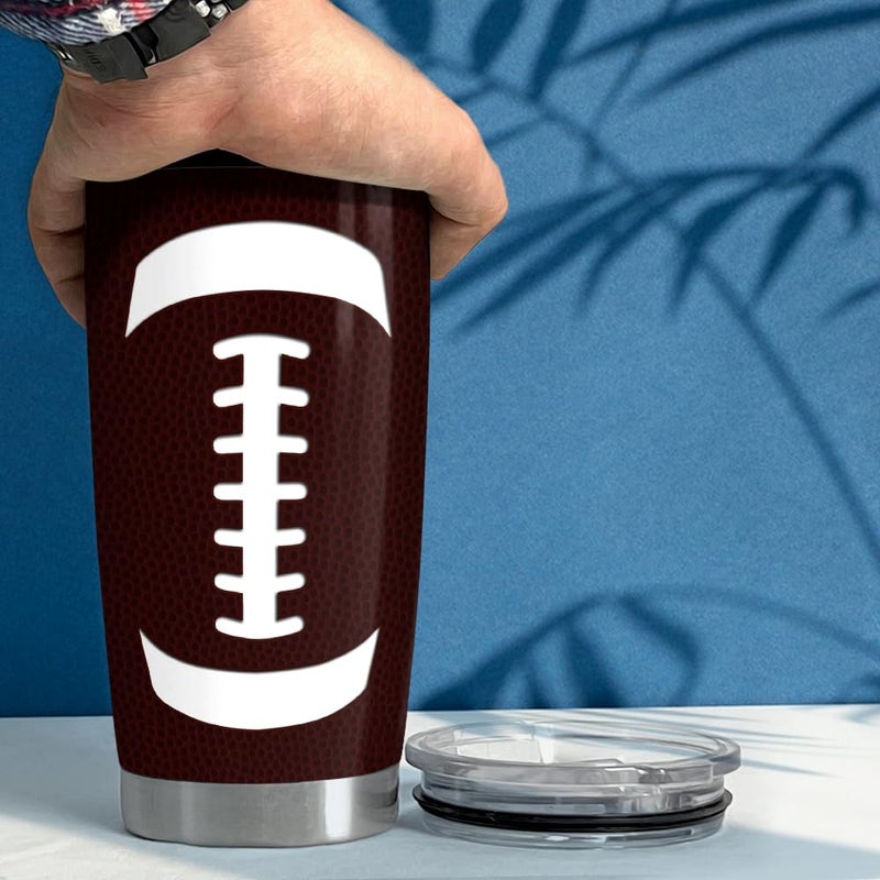 SANDJEST Football Tumbler Cup 20oz Stainless Steel Insulated Travel Mug Tumblers Cup Football Gifts for Coaches Women Men Gifts for Birthday Christmas - Image 5