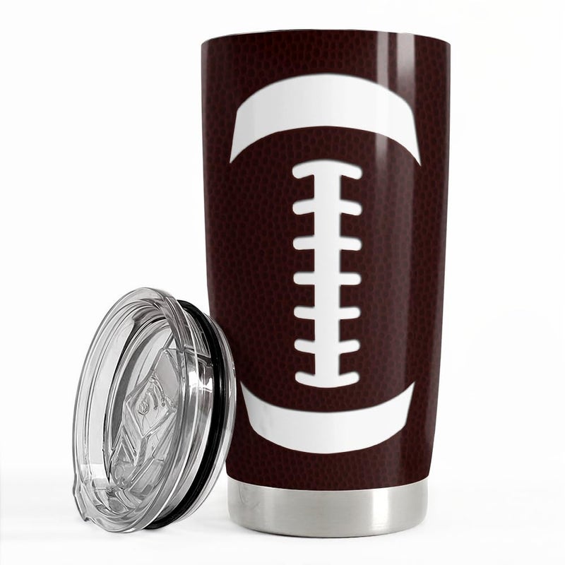 SANDJEST Football Tumbler Cup 20oz Stainless Steel Insulated Travel Mug Tumblers Cup Football Gifts for Coaches Women Men Gifts for Birthday Christmas - Image 1