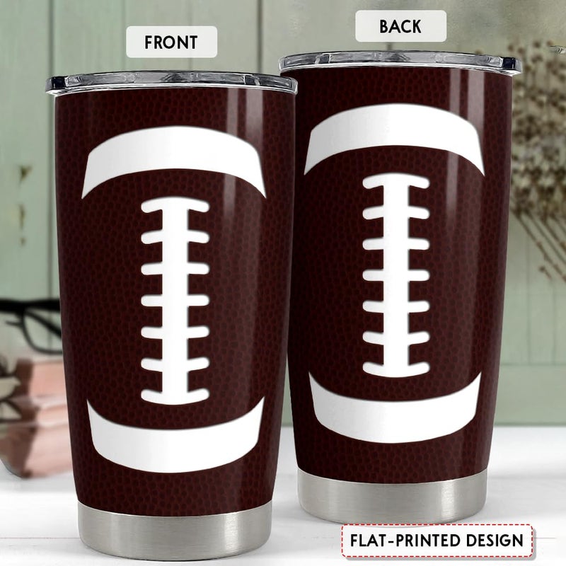 SANDJEST Football Tumbler Cup 20oz Stainless Steel Insulated Travel Mug Tumblers Cup Football Gifts for Coaches Women Men Gifts for Birthday Christmas - Image 2