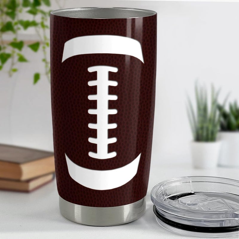 SANDJEST Football Tumbler Cup 20oz Stainless Steel Insulated Travel Mug Tumblers Cup Football Gifts for Coaches Women Men Gifts for Birthday Christmas - Image 4