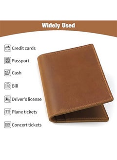 Generic Leather Passport Holder, Men's And Women's Passport Travel Wallet Protective Cover, First Layer Cowhide Handmade Passport Cover Boarding Card Document Bag Storage Book Handmade Genuine Leather Protective Cover Brown, Classic  - Image 4