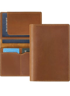 Generic Leather Passport Holder, Men's And Women's Passport Travel Wallet Protective Cover, First Layer Cowhide Handmade Passport Cover Boarding Card Document Bag Storage Book Handmade Genuine Leather Protective Cover Brown, Classic  - Image 1