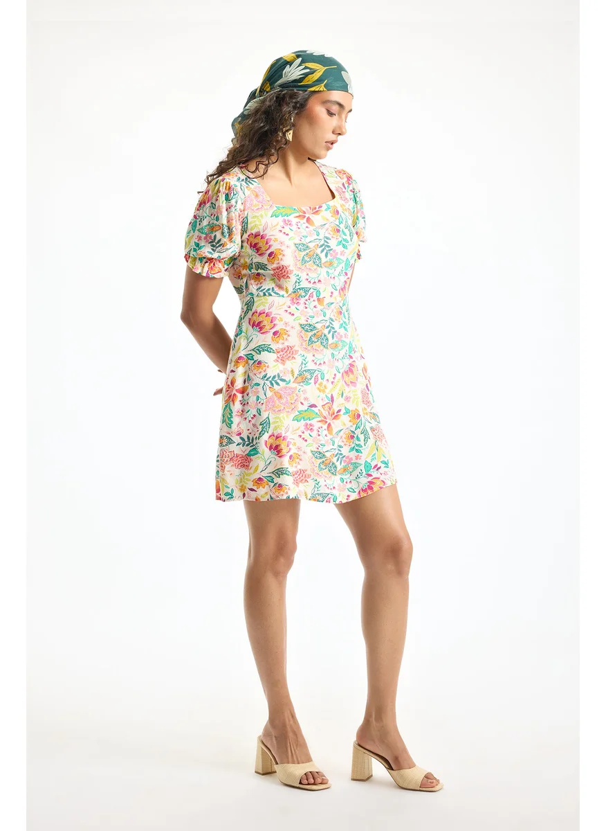 Virgio Virgio Floral Printed Fit & Flare Mini Dress