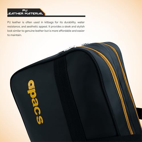 Apacs Elite Pro | مقصورات مزدوجة | عزل حراري | هيكل من جلد PU | حقيبة دوفل احترافية لرياضة الريشة الطائرة (أسود) - Image 3