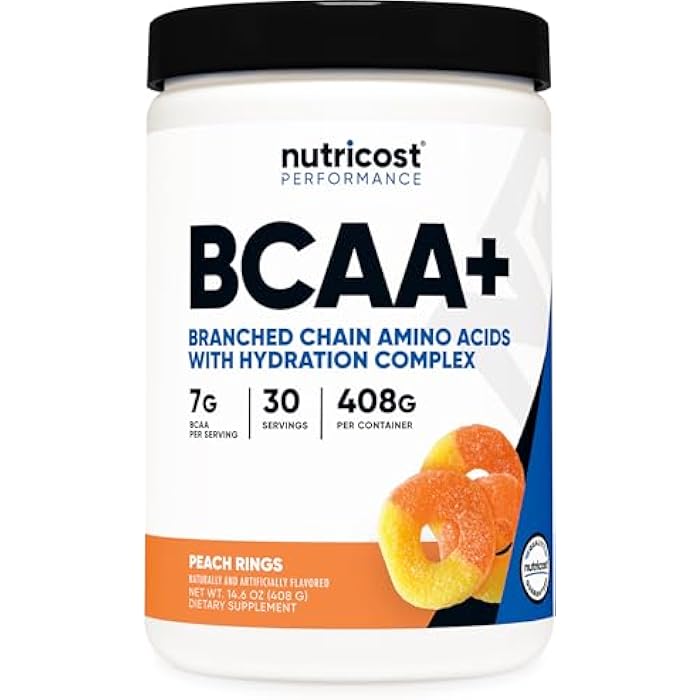 Nutricost BCAA + Hydration Powder (Peach Rings) 30 Servings - Branched Chain Amino Acids with Hydration Complex - Gluten-Free, Non-GMO - Image 1