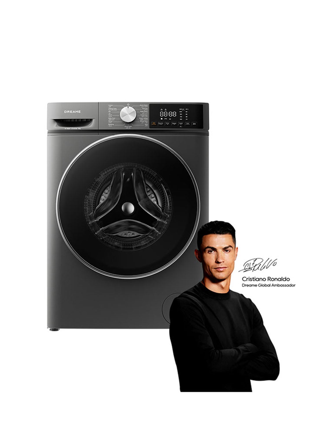 M5 10 kg Front Load Washing Machine, 1400 RPM, Steam Wash, 16 Programs, Fully Automatic Washer, Digital LED Display, Child Lock, Mute Function, 2k W, Stainless Steel 10 kg 2000 W DWF10M40DAME Grey