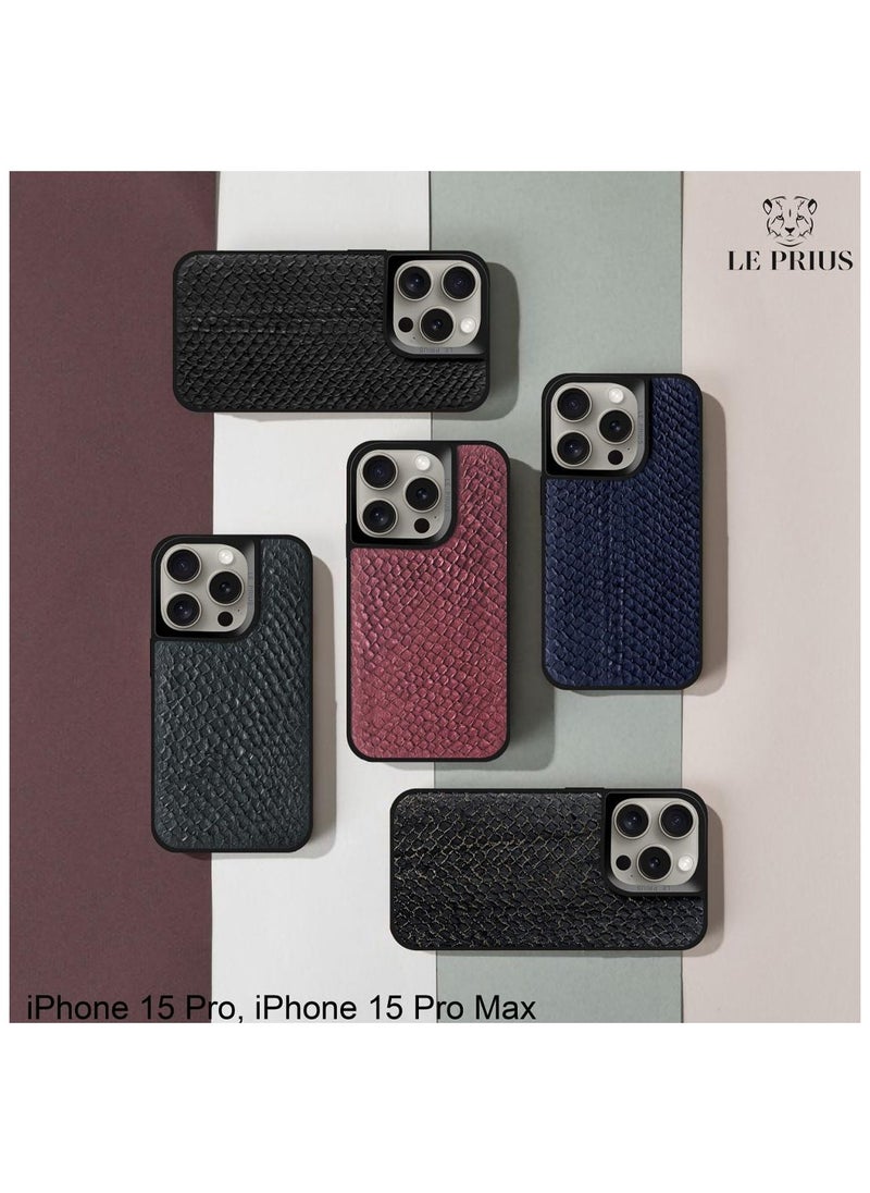 Le Prius - Prius Series iPhone 15 Pro Max Case, Atlantic 3D Texture PU Leather Protective Phone Case, Shockproof, Full Edge Coverage, Precise Cutouts, Compatible with iPhone 15 Pro Max - Red - Image 1