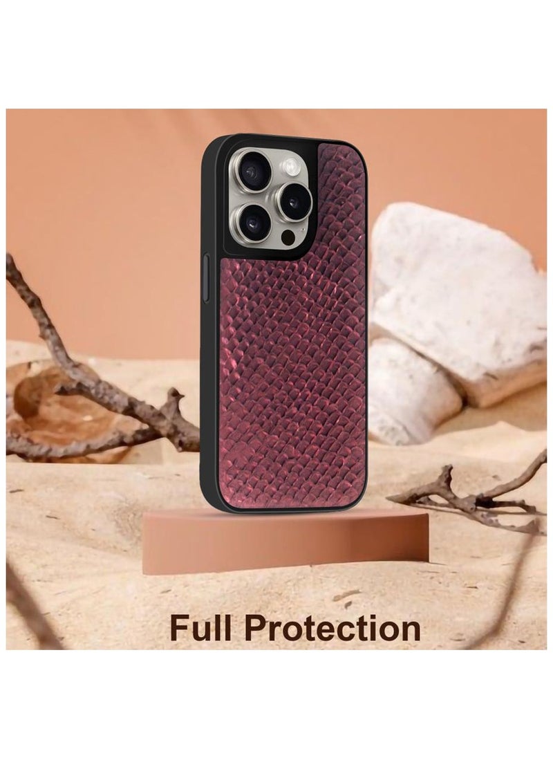 Le Prius - Prius Series iPhone 15 Pro Max Case, Atlantic 3D Texture PU Leather Protective Phone Case, Shockproof, Full Edge Coverage, Precise Cutouts, Compatible with iPhone 15 Pro Max - Red - Image 1
