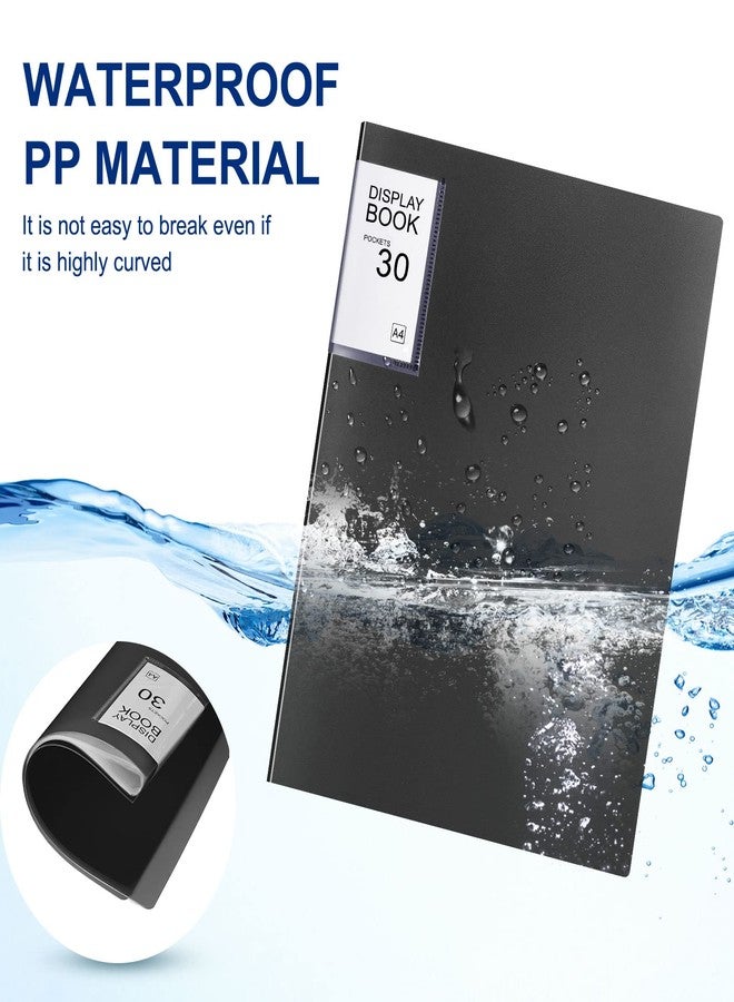 Epakh 6 Pack Binder with Plastic Sleeves 30 Pocket Presentation Book Binder 8.5 x 11 Inch Art Portfolio Folder with Clear Sheet Protector,Display 60 Pages Folder Flipchart for Artwork(Black) - Image 4