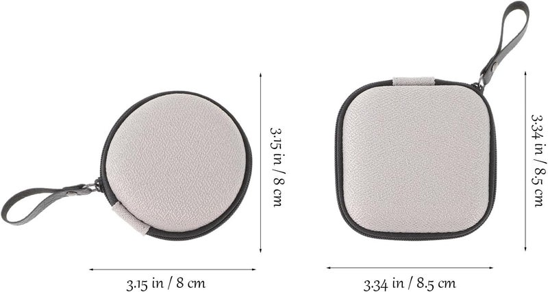 Amosfun Eva Earbud Case and Headphone Storage Bag 2pcs (Round + Square) Portable Earphone Organizer Pouch for Travel and Daily Use - Image 2