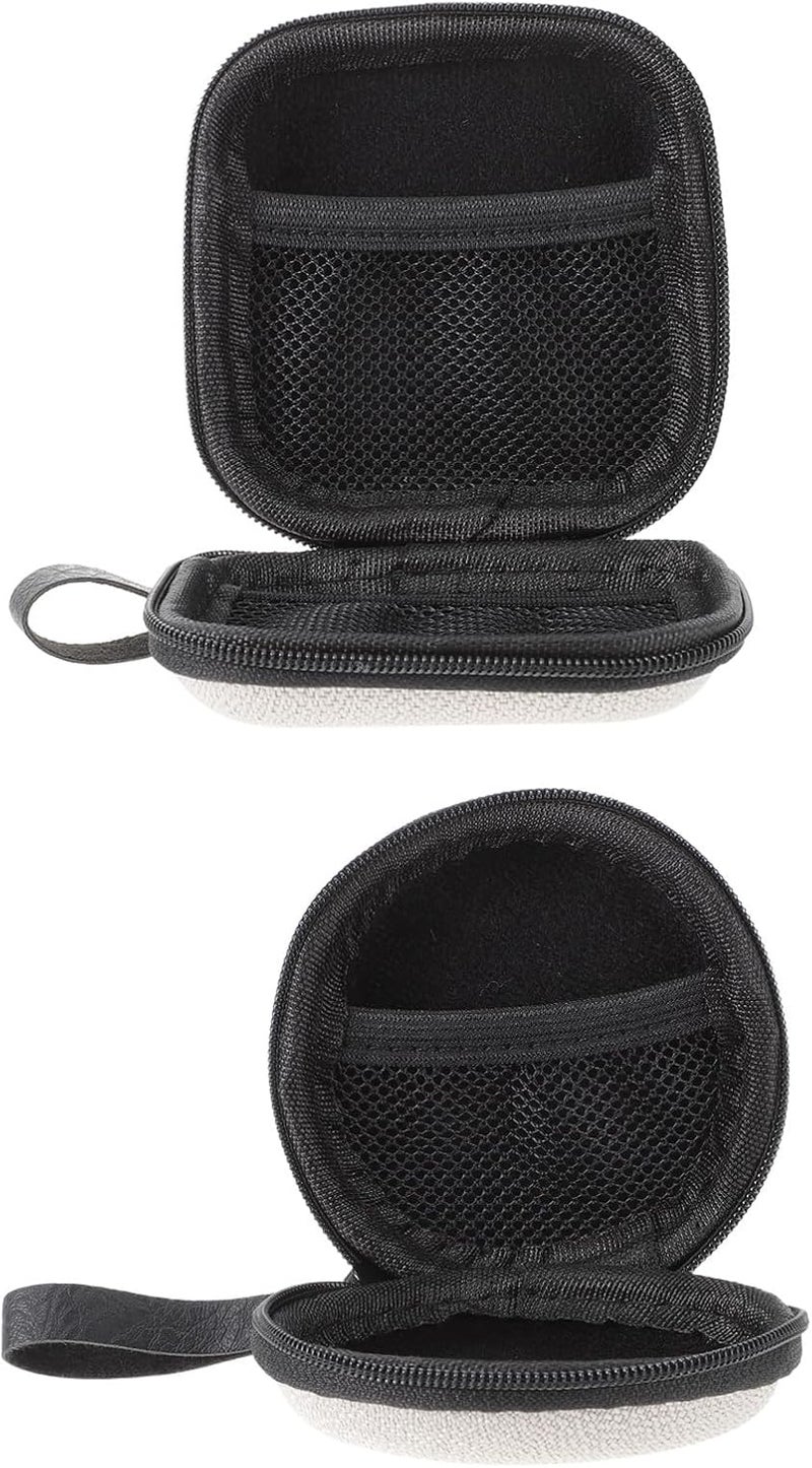 Amosfun Eva Earbud Case and Headphone Storage Bag 2pcs (Round + Square) Portable Earphone Organizer Pouch for Travel and Daily Use - Image 1