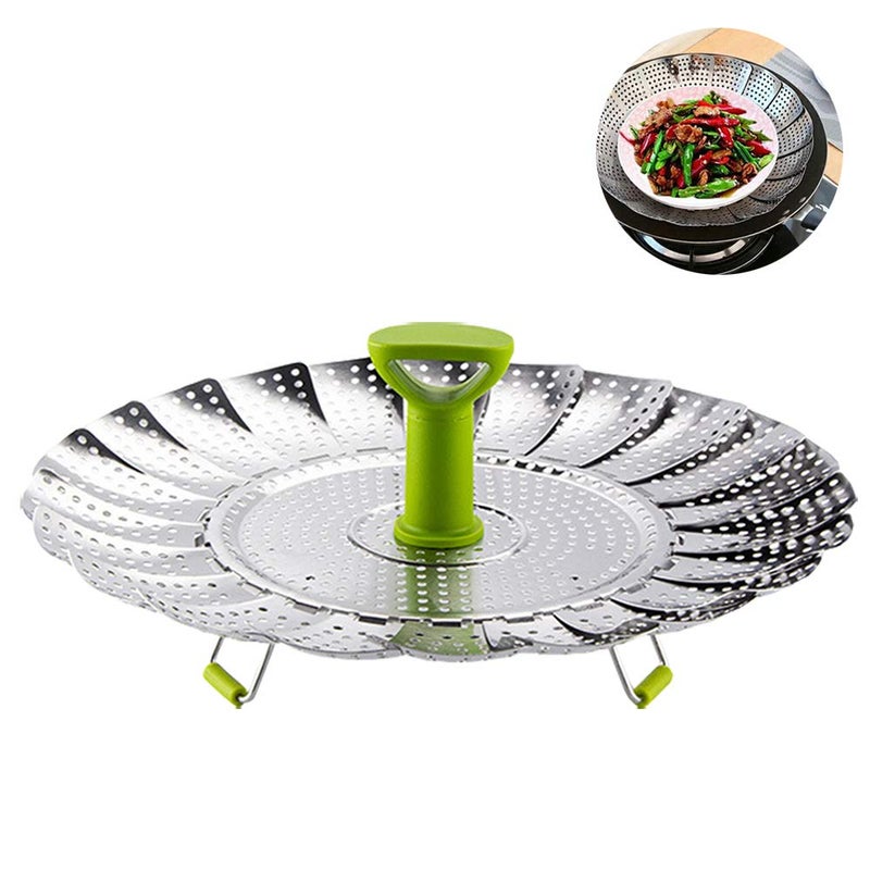 Vegetable Steamers Basket BetterJonny Stainless Steel Collapsible Steamer Insert Folding Steamer with Antihot Extendable Handle and NonSlip Legs