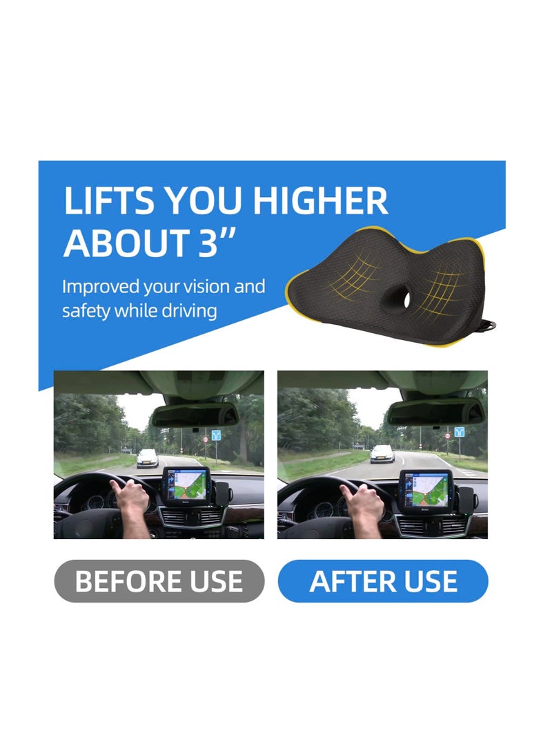 Excefore Wedge Car Seat Cushion, Memory Foam Car Cushions for Driving, for Driving, Sciatica & Lower Back Pain Relief, Adults Seat Cushion for Car Seat Driver,Truck,Office Chair (Balck) - Image 3