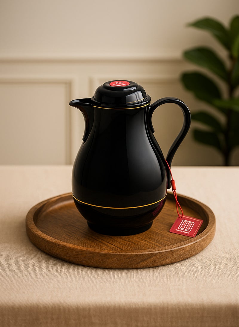 BASURRAH 1L Tea and Coffee Thermos - Stylish black, rust-resistant thermos with a practical faucet - Image 1