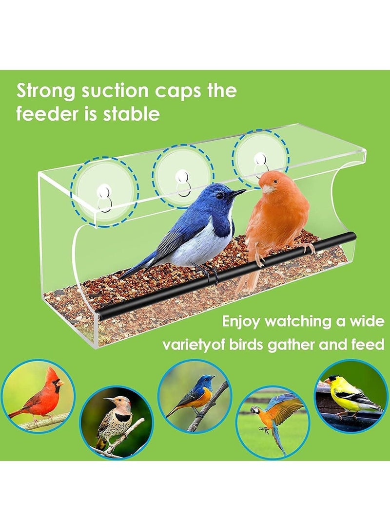 Generic Weather Proof Acrylic Window Bird Feeder House with Strong Suction Cups and Sliding Seed Tray  - Image 5