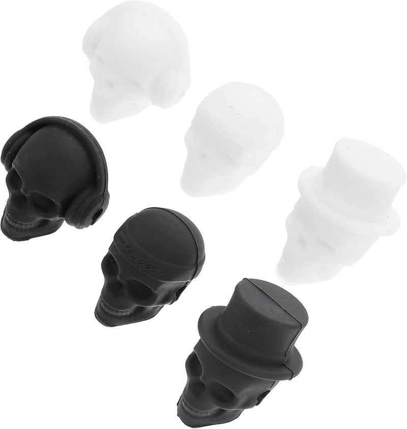 woobles Decorative Labels 6Pcs Skull Wine Glass Charms Drink Markers Silicone Skull Wine Glass Markers Glass Identifiers for Glass Cup Champagne Flutes Cocktails Martinis Martini Glasses - Image 1