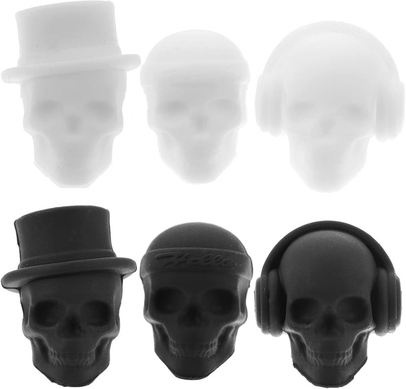 woobles Decorative Labels 6Pcs Skull Wine Glass Charms Drink Markers Silicone Skull Wine Glass Markers Glass Identifiers for Glass Cup Champagne Flutes Cocktails Martinis Martini Glasses - Image 2