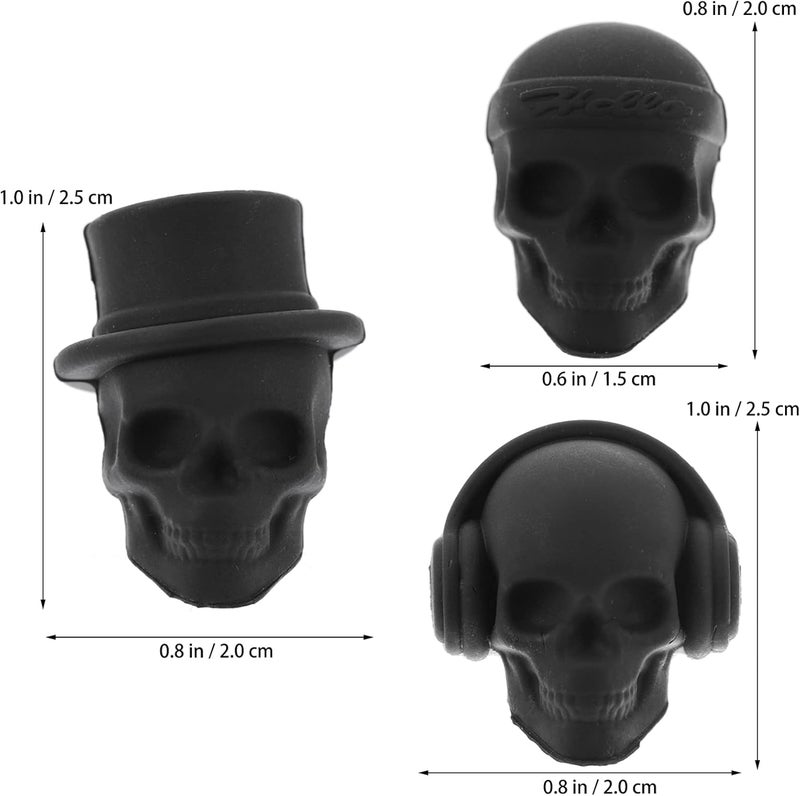 woobles Decorative Labels 6Pcs Skull Wine Glass Charms Drink Markers Silicone Skull Wine Glass Markers Glass Identifiers for Glass Cup Champagne Flutes Cocktails Martinis Martini Glasses - Image 4