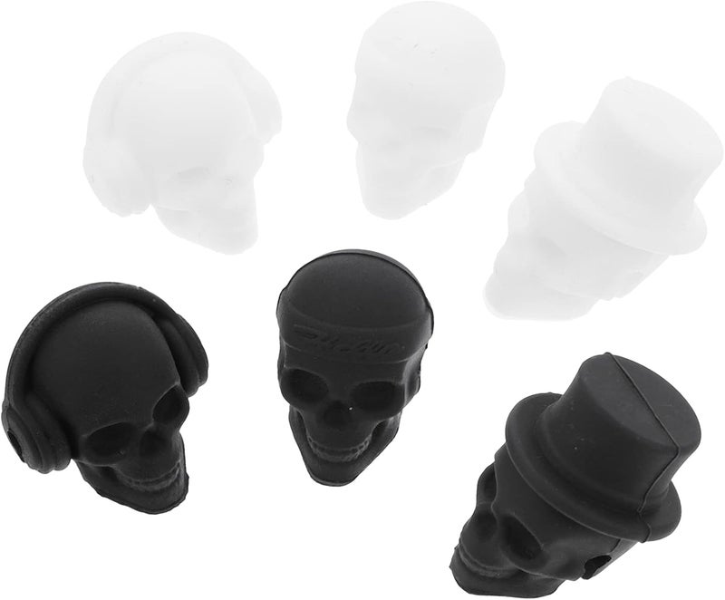 woobles Decorative Labels 6Pcs Skull Wine Glass Charms Drink Markers Silicone Skull Wine Glass Markers Glass Identifiers for Glass Cup Champagne Flutes Cocktails Martinis Martini Glasses - Image 3