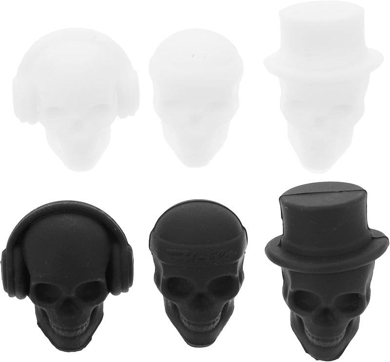 woobles Decorative Labels 6Pcs Skull Wine Glass Charms Drink Markers Silicone Skull Wine Glass Markers Glass Identifiers for Glass Cup Champagne Flutes Cocktails Martinis Martini Glasses - Image 5
