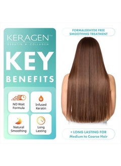 KERAGEN Brazilian Keratin Smoothing Treatment, Blowout Straightening System for Dry and Damaged Hair, Formaldehyde Free, 16 Oz - Eliminate Curls and Frizz, Fine to Medium Hair  - Image 2