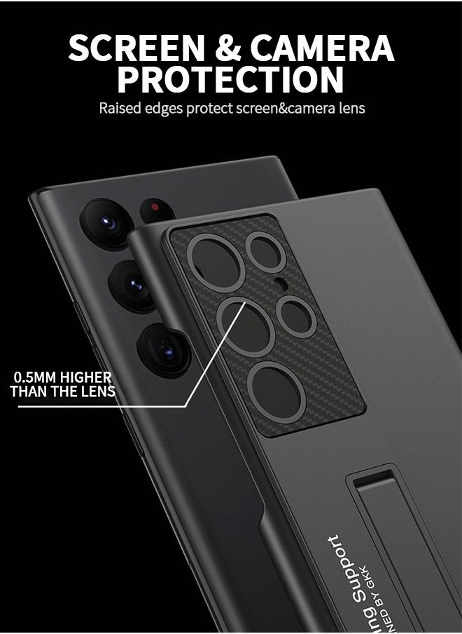 GROIC For Samsung Galaxy S23 Ultra Case 6.8'', S23 Ultra Slim Stand Cover with Screen Protector, Galaxy S23 Ultra shell Supports Wireless Charging [Adjustable Stand, Anti-Drop, Anti-Fingerprint] - Black  - Image 2