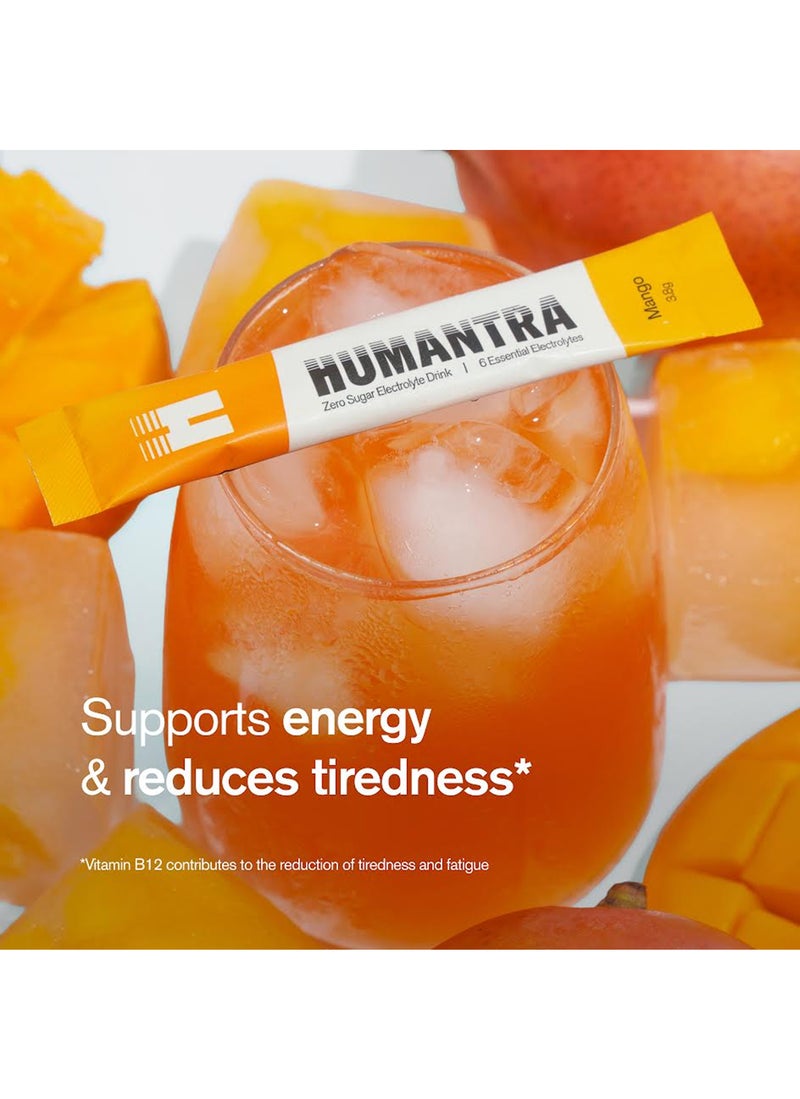 Humantra Mango Electrolyte Hydration | Zero Sugar, Vitamin C + B12 w/ Magnesium | Pack of 20 - Image 5