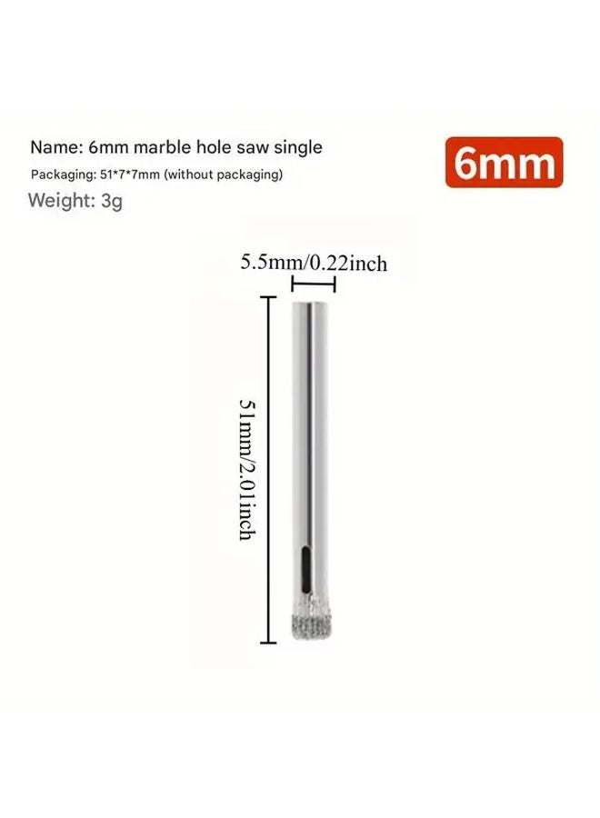 Single Marble Hole Saw 6mm Drill Bit For Ceramic Tile Glass - Image 1