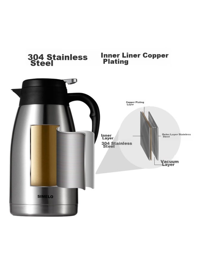 Simelo Insulated Thermos, Household 304 Stainless Steel Inner Liner, Large Capacity Hot Water Bottle, 2l Peace Natural Color - Image 3