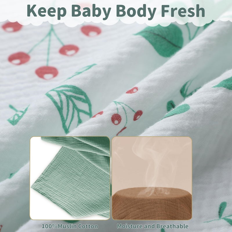 GUNTAIL Muslin Swaddle Blankets for Newborn, 2 Pack Breathable Soft Receiving Blanket, Large 41 x 41 inches Swaddle Wrap Burping Clothes, Essentials Infant Shower Items. (Green & Leaves) - Image 5