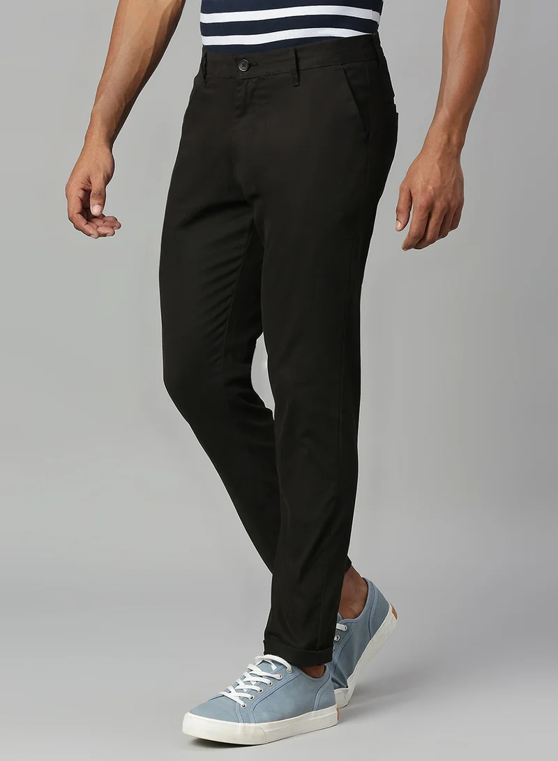 Dennis Lingo Men's Black Tapered Fit Cotton Chino