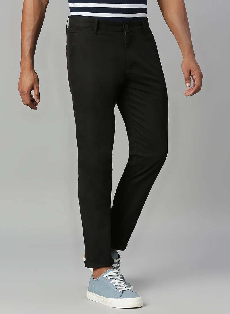 Dennis Lingo Men's Black Tapered Fit Cotton Chino