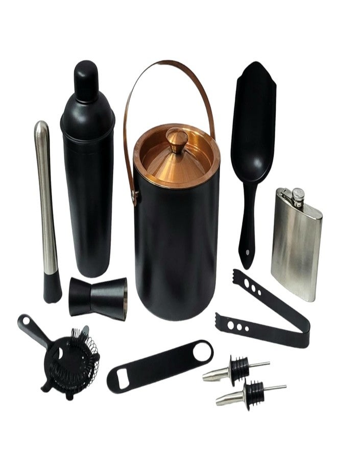 Nooks Stainless Steel Barware Kits and Accessories in Black Color (1ltr) for Home, bar and mini bar (Pack of 11)(Made in India) - Image 1