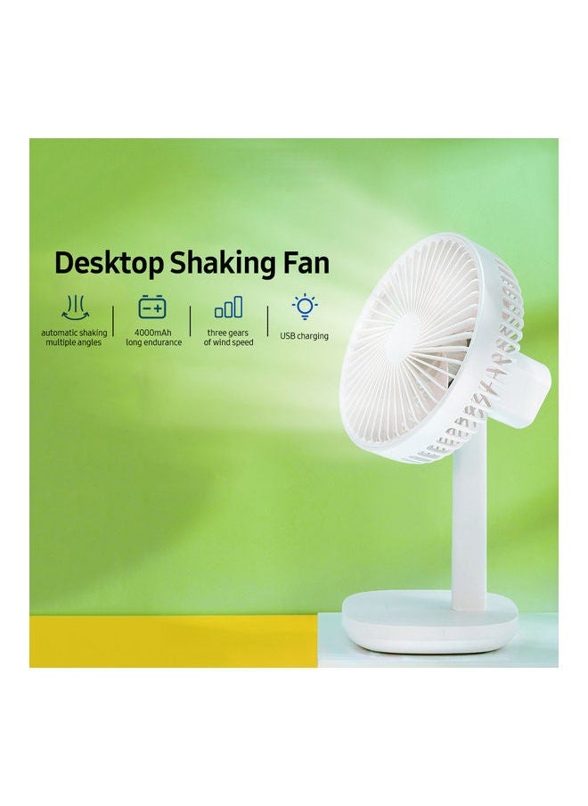NIBEMINENT Stand Desktop Shaking Charging Fan White  - Image 4