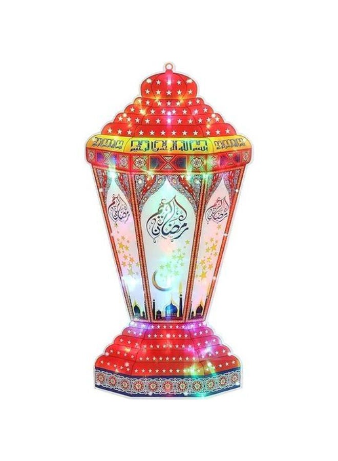 Flat Ramadan Lantern With Flashing LED Lights For Hanging, 25 Cm - Image 2