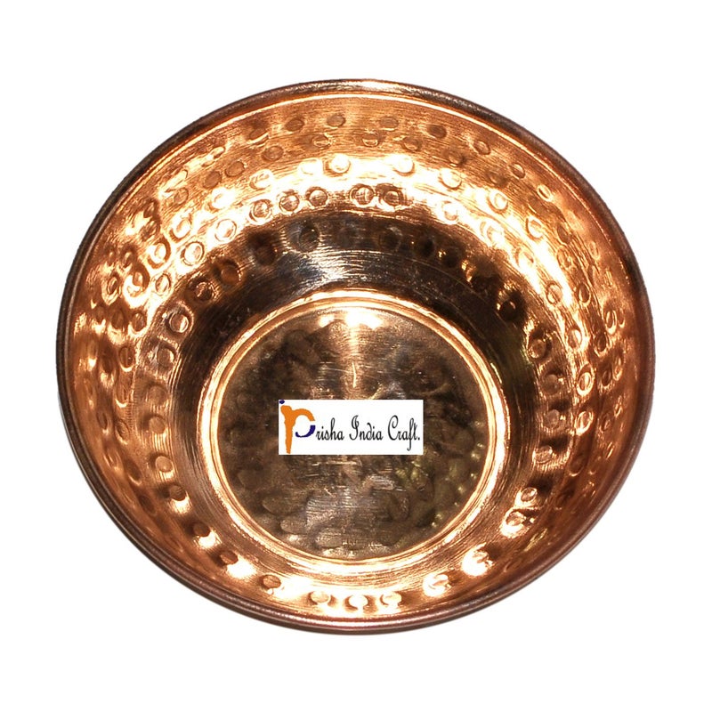Prisha India Craft Prisha India Craft Copper Serving Bowl with Spoon Hammered Design Capacity 320 ML - Image 3