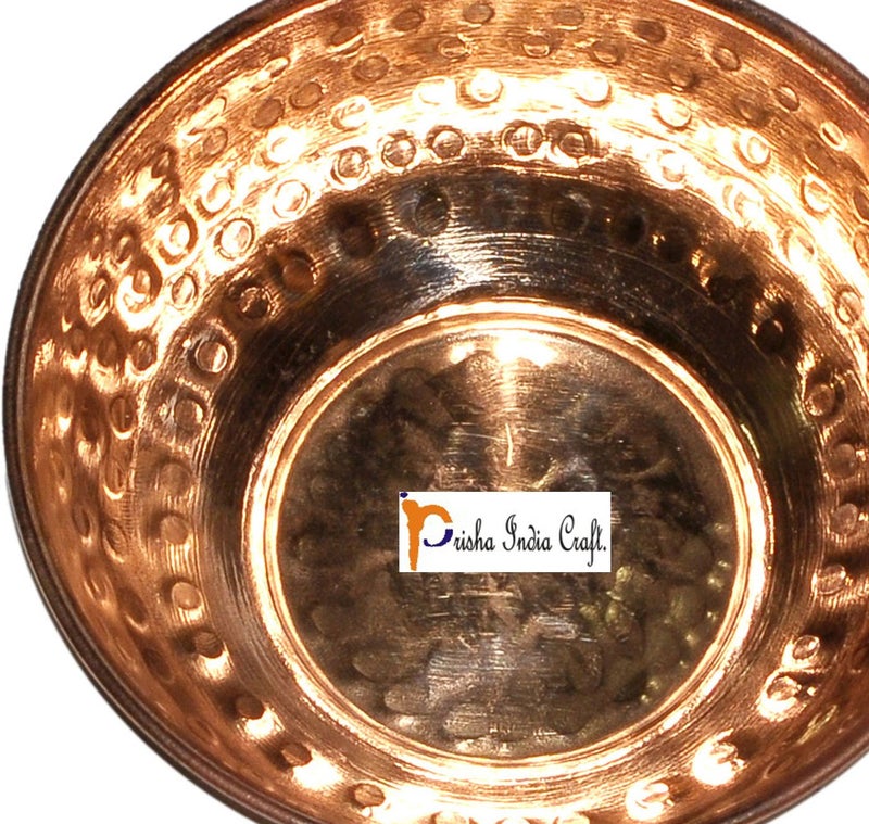 Prisha India Craft Prisha India Craft Copper Serving Bowl with Spoon Hammered Design Capacity 320 ML - Image 2