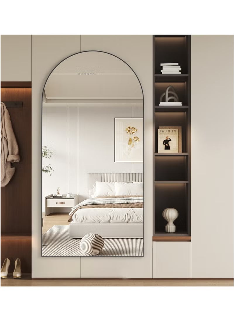 Y&D Full Length Mirror 180 x 80 cm Arched Aluminum alloy Large Standing Dressing Mirror Hanging Leaning Against Wall Mounted Mirror with Stand for Bedroom Locker Room Living Room (Black)  - Image 3
