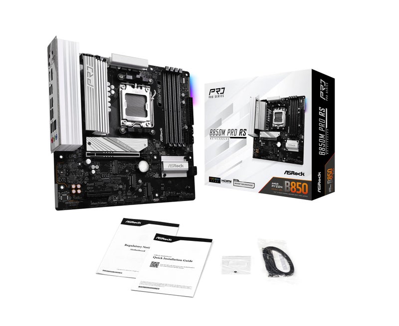 ASRock لوحة أم ASRock B850M Pro RS Micro-ATX AM5، دعم AMD Ryzen 9000/8000/7000، DDR5 8000+(OC)، PCIe 5.0، WiFi 6E، LAN 2.5G، USB 3.2 Gen2 Type-C - Image 5