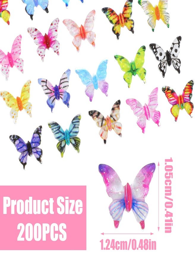 WLLHYF 200 Pcs Mini Resin Butterflies Tiny Butterfly Figurines for Crafts DIY Fairy Garden Dollhouse Micro Landscaping Decoration Nail Charms - Image 2