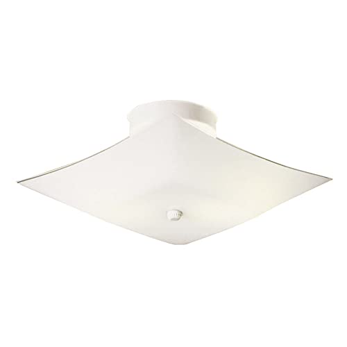 Design House 501338 Two-Light Square Frosted White Glass Semi-Flush Ceiling Mounted Light 11-inch, White - Image 1