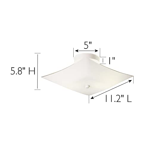 Design House 501338 Two-Light Square Frosted White Glass Semi-Flush Ceiling Mounted Light 11-inch, White - Image 2