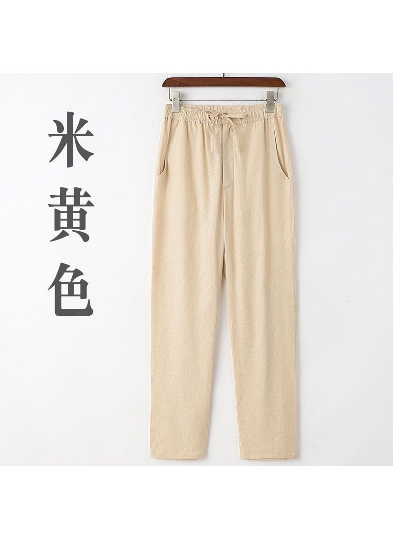 Generic - Mens Summer Cool Linen Casual Trousers SWERT-Bordeaux - Image 1