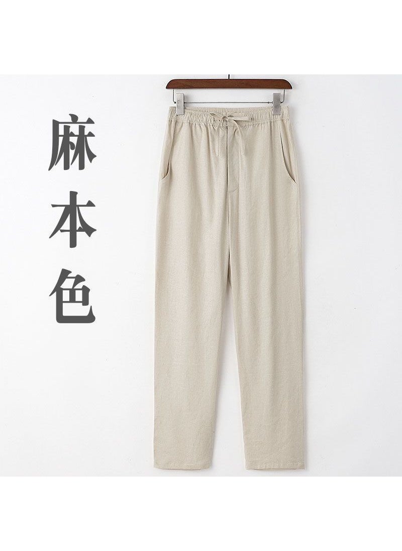Generic - Mens Summer Cool Linen Casual Trousers SWERT-Bordeaux - Image 1