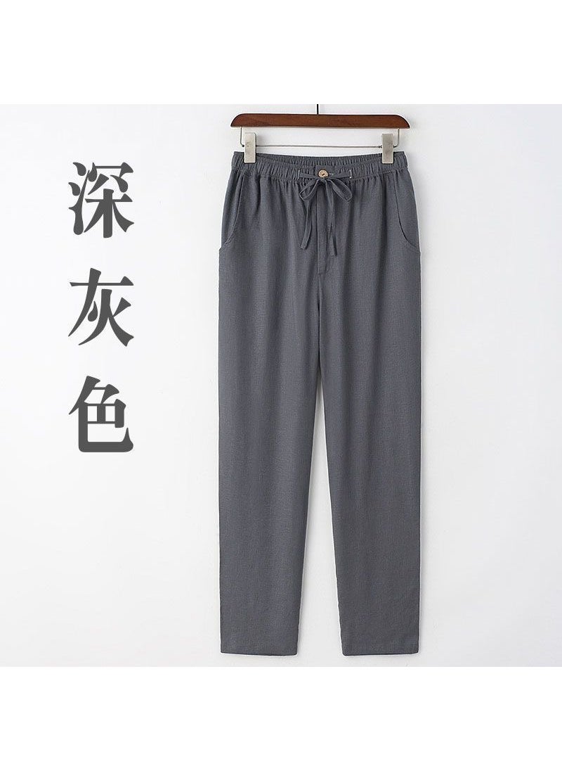 Generic - Mens Summer Cool Linen Casual Trousers SWERT-Bordeaux - Image 1
