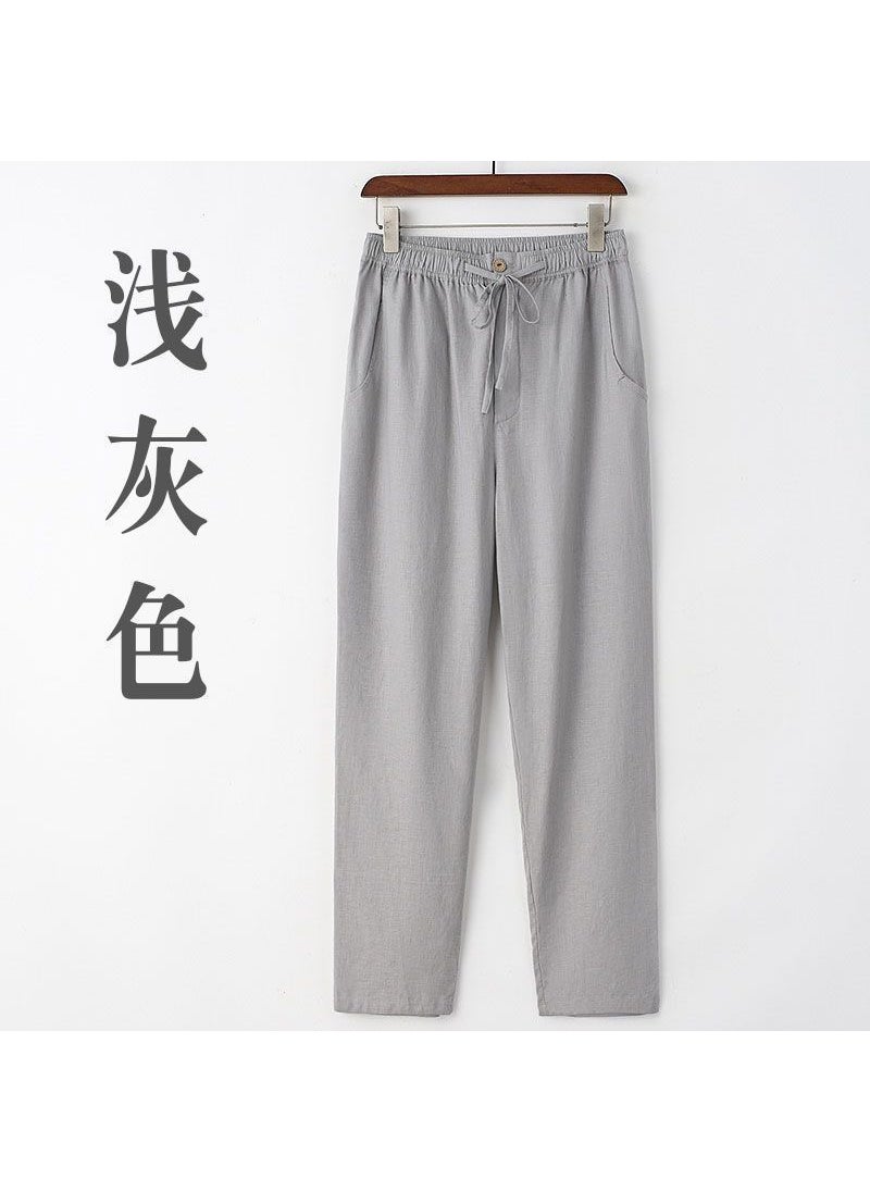 Generic - Mens Summer Cool Linen Casual Trousers SWERT-Bordeaux - Image 1