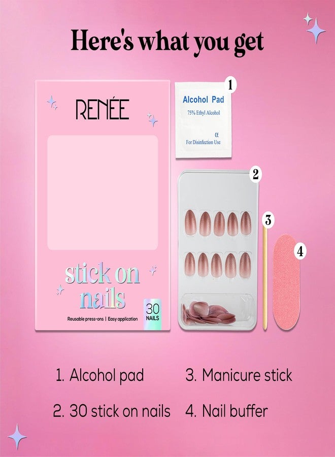 RENEE Stick On Nails Cat Eye Nail 04| 30 Reusable Artificial Fake Nail Set| Lightweight & Long Lasting| Easy To Use| Quick Fix For Festivals & Special Occasions - Image 4