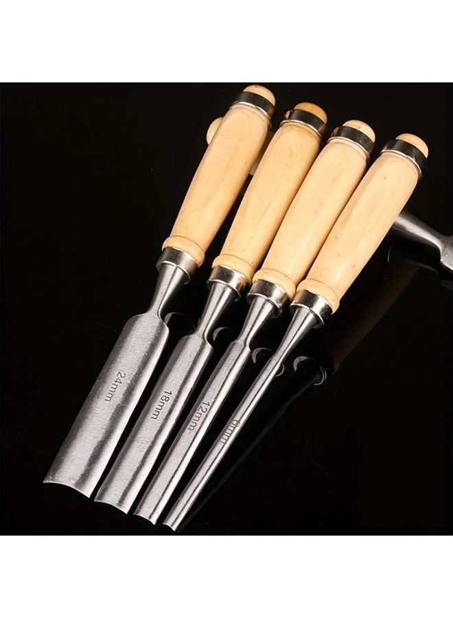 4pcs Half Round Wood Chisels Chrome Vanadium Steel Woodworking Carving Tools - Image 1