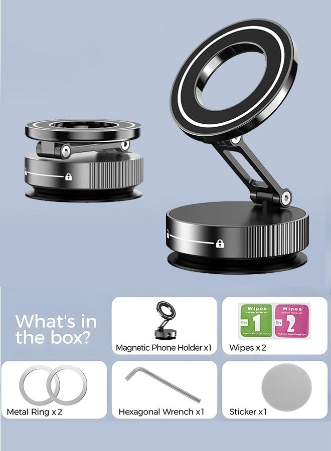 Vacuum Magnetic Suction Cup Phone Mount 360° Rotation Base HandsFree Adjustable Magnetic Car Phone Holder Magnetic Phone Holder Suitable for Car/Gym/Mirror/Smooth Surface  - Image 2